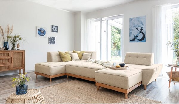 Divano letto angolare beige (angolo sinistro/"U") Dazzling Daisy - Miuform