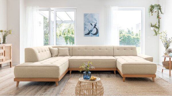 Divano letto angolare beige (angolo sinistro/"U") Dazzling Daisy - Miuform