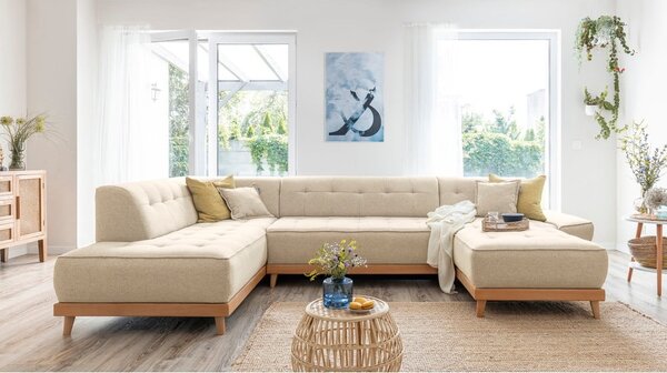 Divano letto angolare beige (angolo sinistro/"U") Dazzling Daisy - Miuform