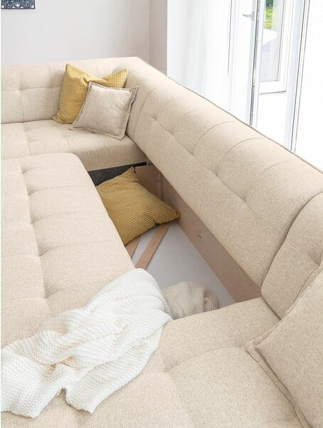Divano letto angolare beige (angolo sinistro/"U") Dazzling Daisy - Miuform