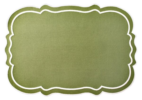 Set 4 tovagliette in cotone verde forma sagomata cm 48x33