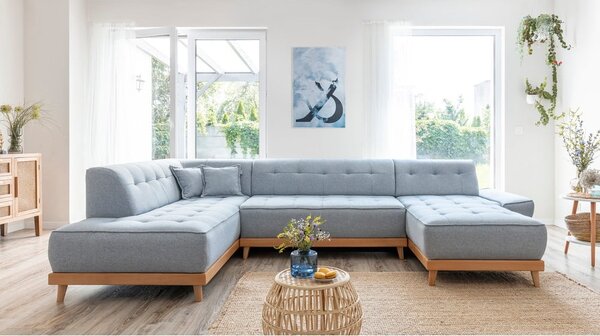 Divano letto a U azzurro, angolo sinistro Dazzling Daisy - Miuform