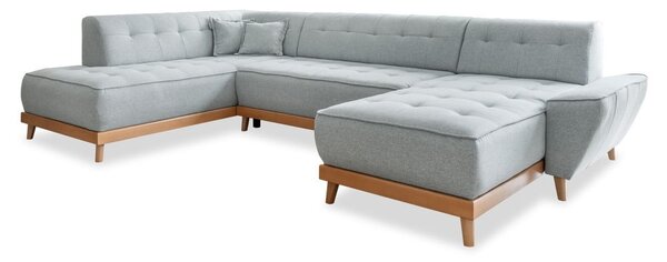 Divano letto a U grigio chiaro, angolo sinistro Dazzling Daisy - Miuform