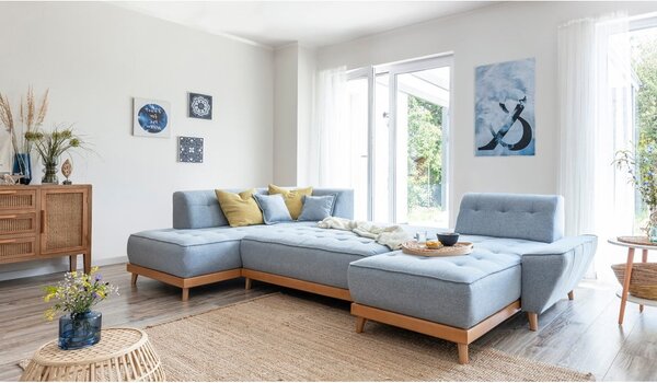 Divano letto a U azzurro, angolo sinistro Dazzling Daisy - Miuform