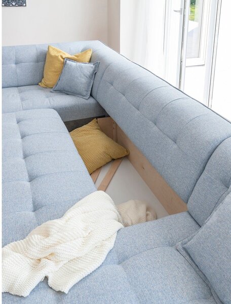 Divano letto a U azzurro, angolo sinistro Dazzling Daisy - Miuform