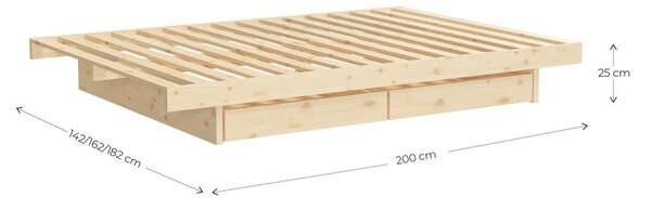 Letto matrimoniale in legno di pino 160x200 cm Kanso - Karup Design