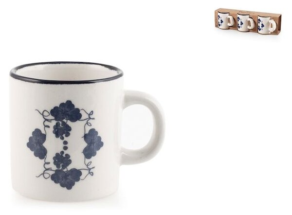 Set 3 tazze caffè senza piattino Provence in stoneware decorato cc 100