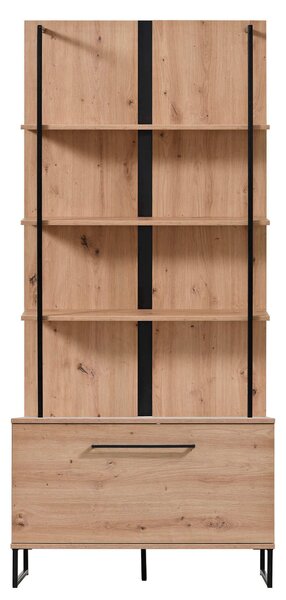 DODO - libreria moderna colore rovere con 4 mensole e un'anta