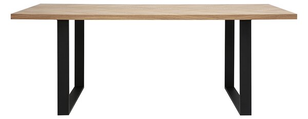 Tavolo rettangolare da pranzo in legno di quercia e metallo nero L200 cm MAGDA