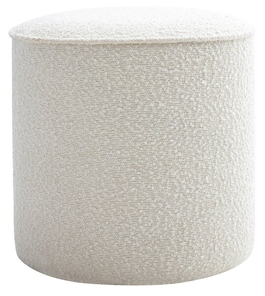 Pouf rotondo in tessuto effetto lana bouclée bianco D40 cm PAUL