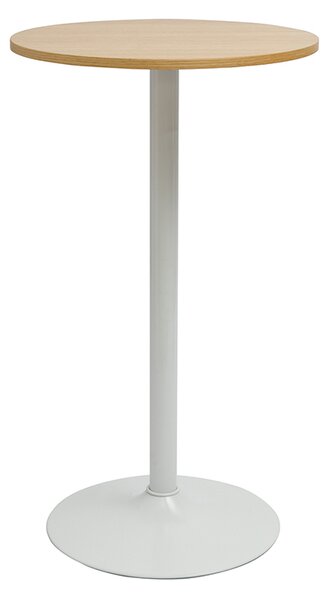 Tavolo alto design rotondo in legno chiaro di quercia e metallo bianco D60 cm CALISTA