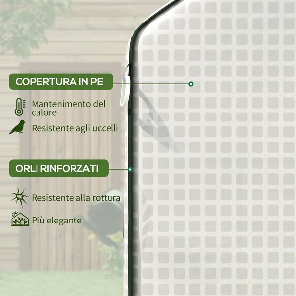Outsunny Copertura Serra da Giardino in PE con Porta a Cerniera e Finestre, 140x73x190 cm, Bianco | Aosom Italy