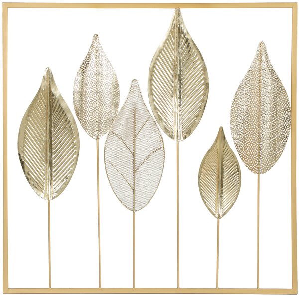 HOMCOM Decorazione da parete in metallo con design a foglia, stile moderno, Oro | Aosom Italy