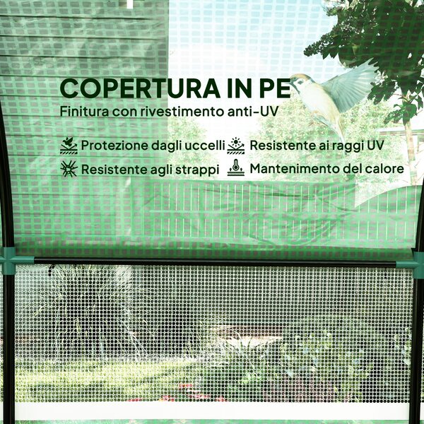 Outsunny Serra a Tunnel per Orto 3x3x2 m in Acciaio e PE Anti UV con Porte Avvolgibili e Finestre, Verde | Aosom Italy