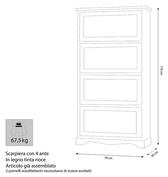 MARY - scarpiera in legno massello