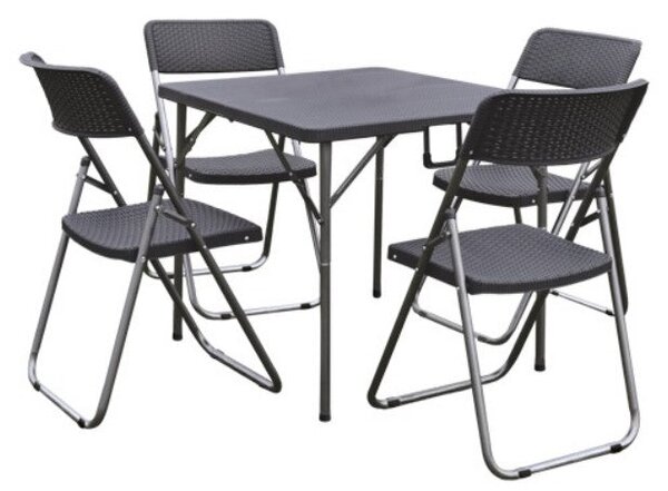 Tavolo pieghevole con sedie incluse set tavolo con 4 sedie antracite Garden  Ecco Fatto