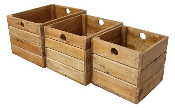 SUSAN - set di 3 cassette in legno di mogano