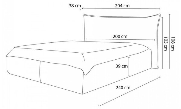 Letto matrimoniale imbottito beige con contenitore con griglia 160x200 cm Jade - Bobochic Paris