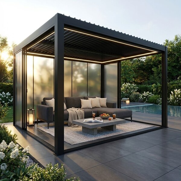 Laterale scorrevole con vetro per pergola bioclimatica 4 m