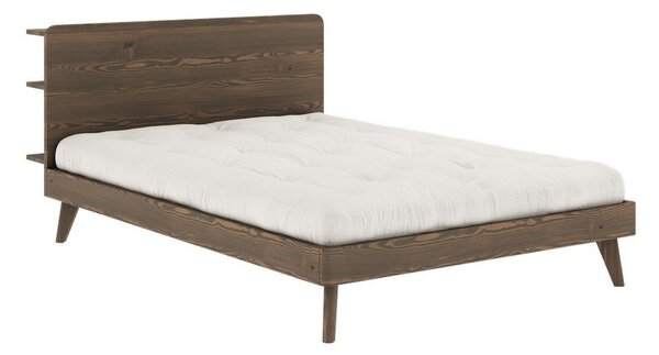 Letto matrimoniale marrone in legno di pino con griglia 180x200 cm Retreat - Karup Design