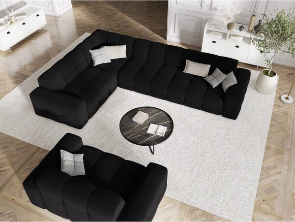 Divano angolare in velluto nero (angolo sinistro) Kendal - Micadoni Home