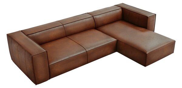 Divano angolare in pelle marrone cognac (angolo destro) Madame - Windsor & Co Sofas