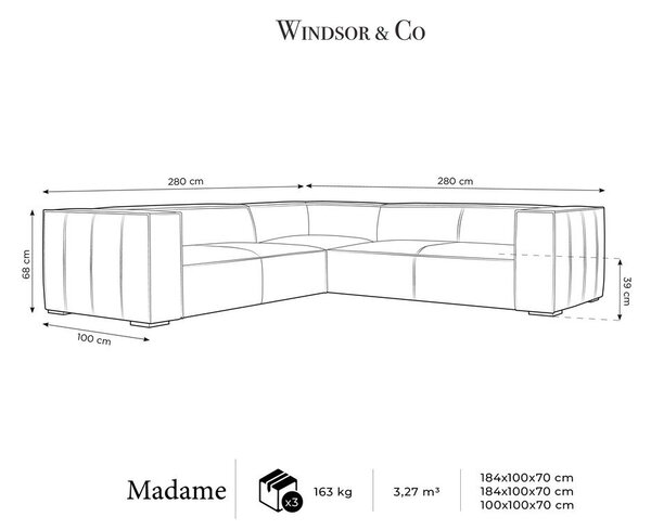 Divano angolare in pelle marrone cognac (variabile) Madame - Windsor & Co Sofas