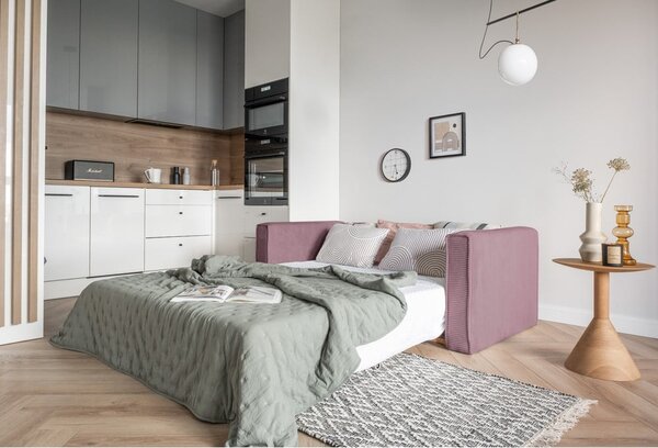Divano letto rosa 168 cm Lucky Lucy - Miuform