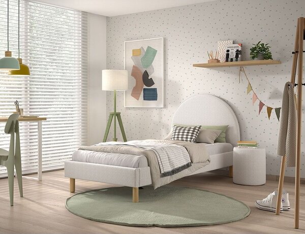 Letto singolo imbottito bianco con griglia 90x200 cm MOON - Vipack