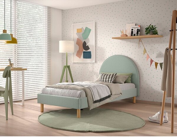 Letto singolo imbottito verde con griglia 90x200 cm MOON - Vipack