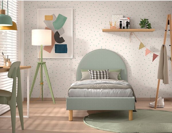 Letto singolo imbottito verde con griglia 90x200 cm MOON - Vipack