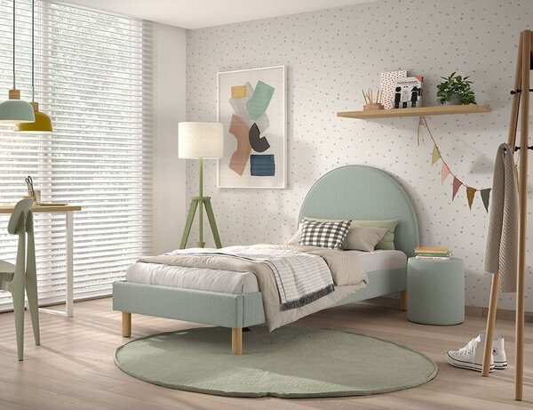Letto singolo imbottito verde con griglia 90x200 cm MOON - Vipack