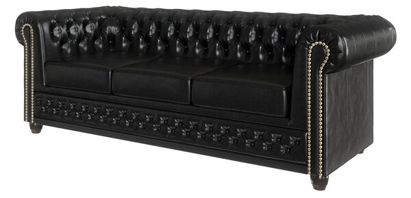 Divano in similpelle nera 203 cm York - Ropez