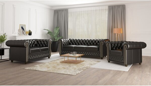 Divano in similpelle nero 148 cm York - Ropez