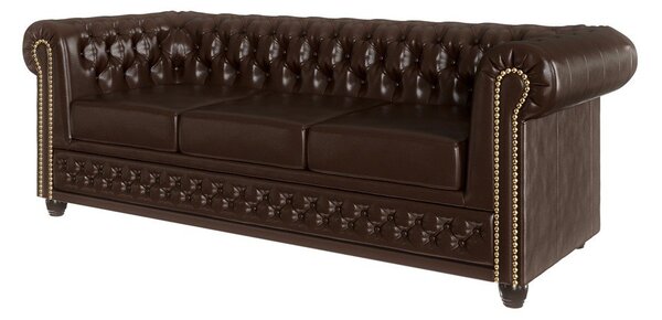 Divano letto marrone scuro in similpelle 203 cm York - Ropez