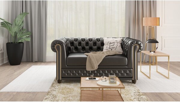 Divano in similpelle nero 148 cm York - Ropez