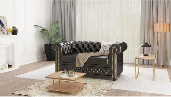 Divano in similpelle nero 148 cm York - Ropez