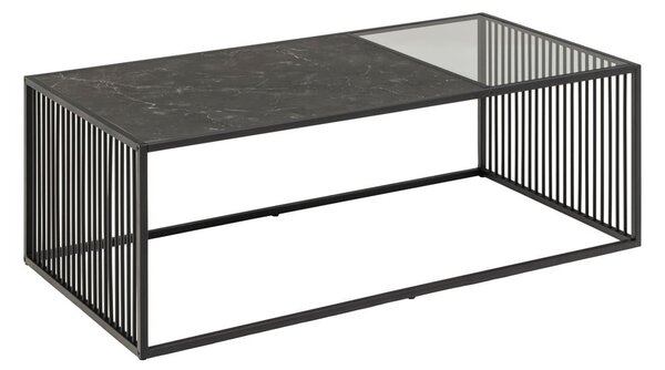 Tavolino nero con piano in vetro 60x120 cm Strington - Actona