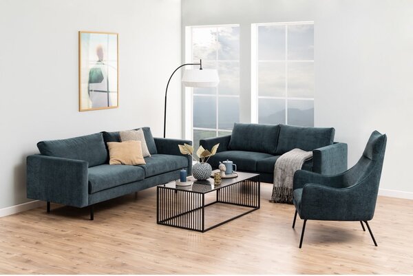 Tavolino nero con piano in vetro 60x120 cm Strington - Actona