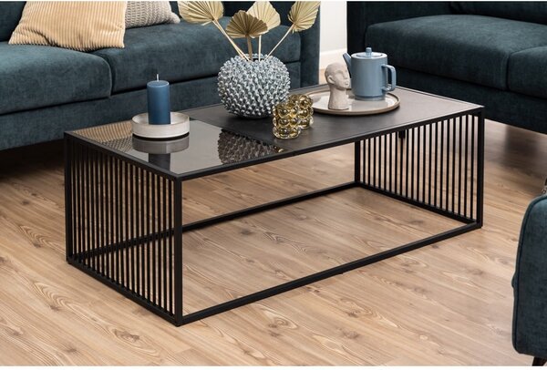 Tavolino nero con piano in vetro 60x120 cm Strington - Actona