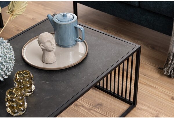 Tavolino nero con piano in vetro 60x120 cm Strington - Actona