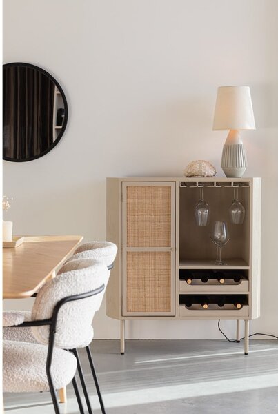 Portabottiglie in rattan crema per 8 bottiglie, 90x100 cm Amaya - White Label