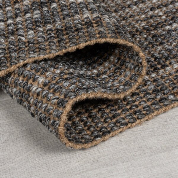 Tappeto grigio in misto iuta reversibile/tessuto a mano 60x110 cm – Flair Rugs