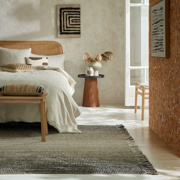 Tappeto grigio in misto iuta reversibile/tessuto a mano 60x110 cm – Flair Rugs