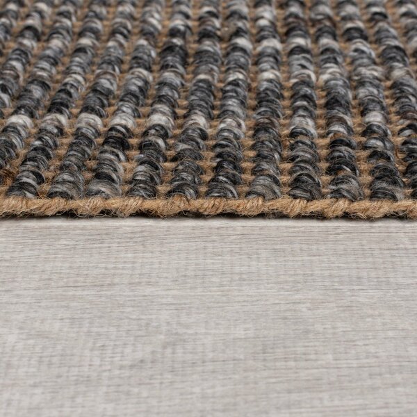 Tappeto grigio in misto iuta reversibile/tessuto a mano 60x110 cm – Flair Rugs