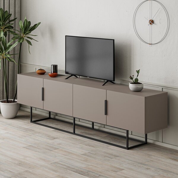 Tavolo TV grigio-beige 200x55 cm Titan - Marckeric