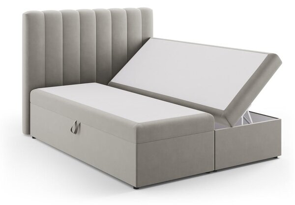 Letto boxspring grigio con contenitore 160x200 cm Gina - Milo Casa