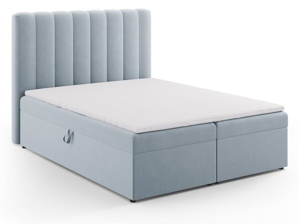 Letto boxspring azzurro con contenitore 160x200 cm Gina - Milo Casa