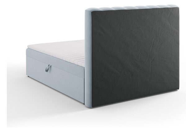 Letto boxspring azzurro con contenitore 160x200 cm Gina - Milo Casa