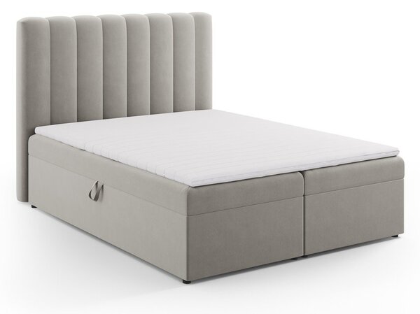 Letto boxspring grigio con contenitore 160x200 cm Gina - Milo Casa